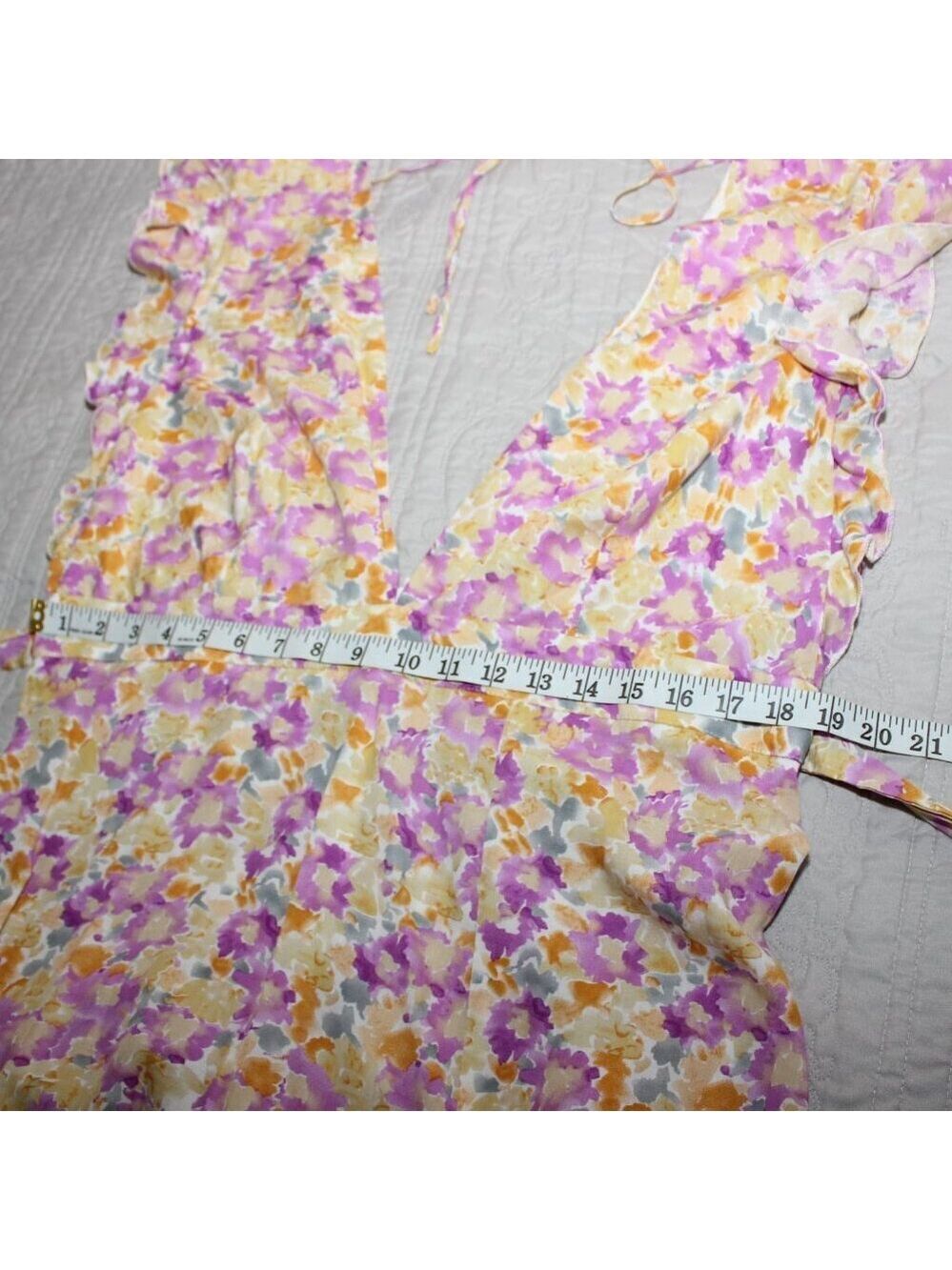 Showpo Womens Dyliah Frill Plunge Maxi Dress Floral Thigh High Split Size 14 NWT - Picture 8 of 11